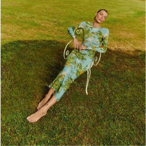 RARE REFORMATION Tommie Knit Dress Villa Livia Blue Women’s Size XL - Picture 5 of 11